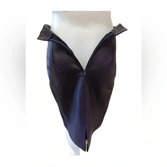 the olde Hide House Vintage 100% Leather  Eggplant Mini Skirt Size 10 - Picture 5 of 10